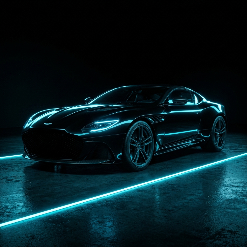 Sleek black sports car