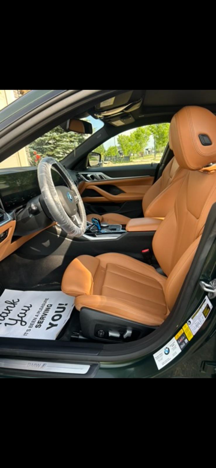 BMW i4 tan leather interior detail